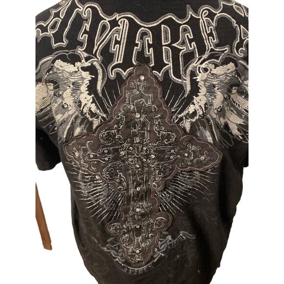 Vintage Y2K Avirex Cross tribal cyber grunge emo black S Shirt - Picture 2 of 6
